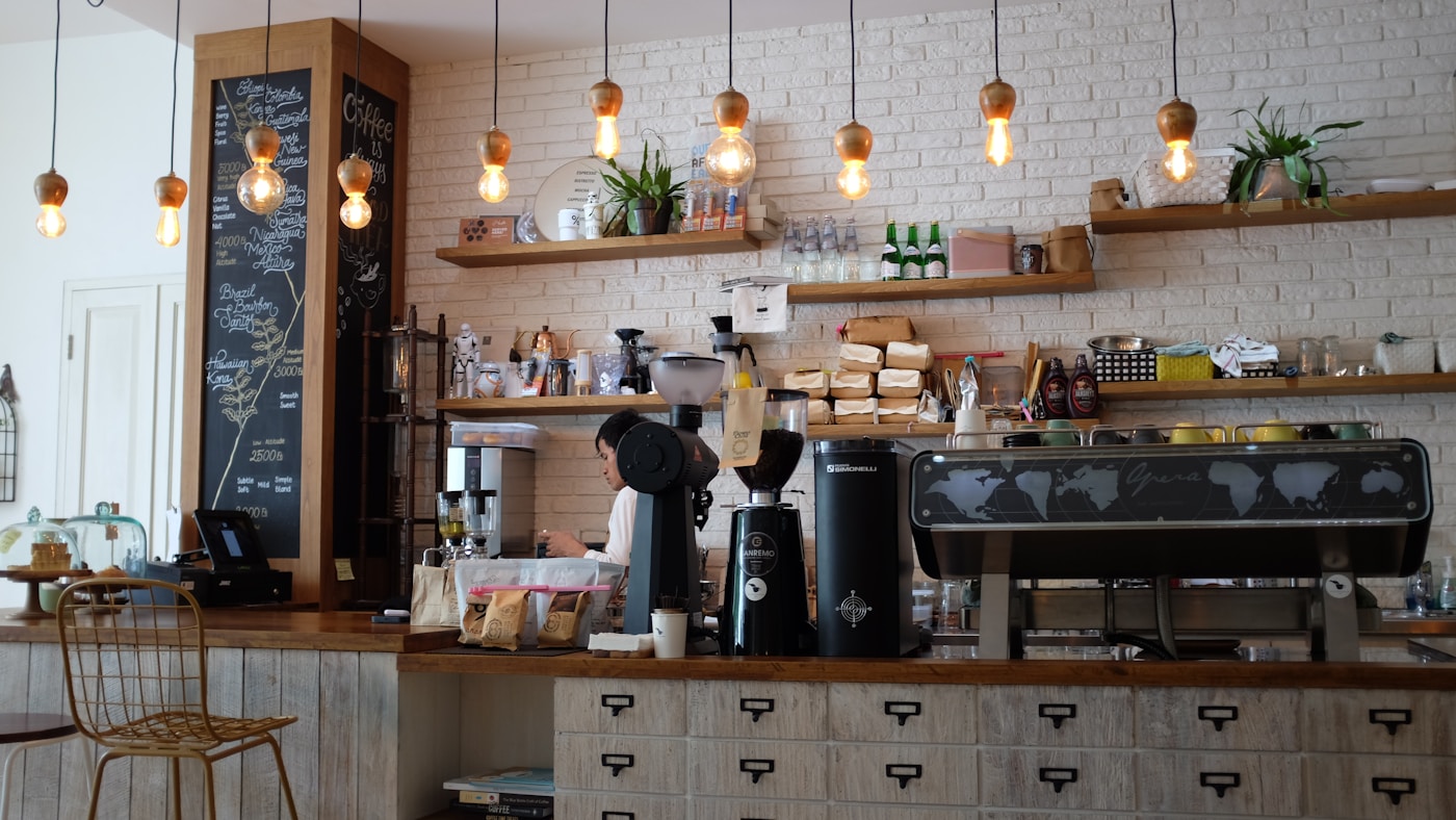 Evening service at the specialty coffee bar counter